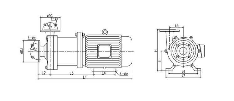 HYCQ輕型不銹鋼磁力泵安裝尺寸圖